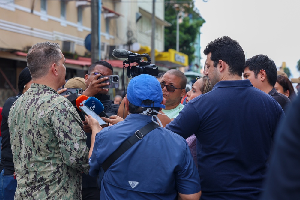 Capt. Betancourt speaks with Media