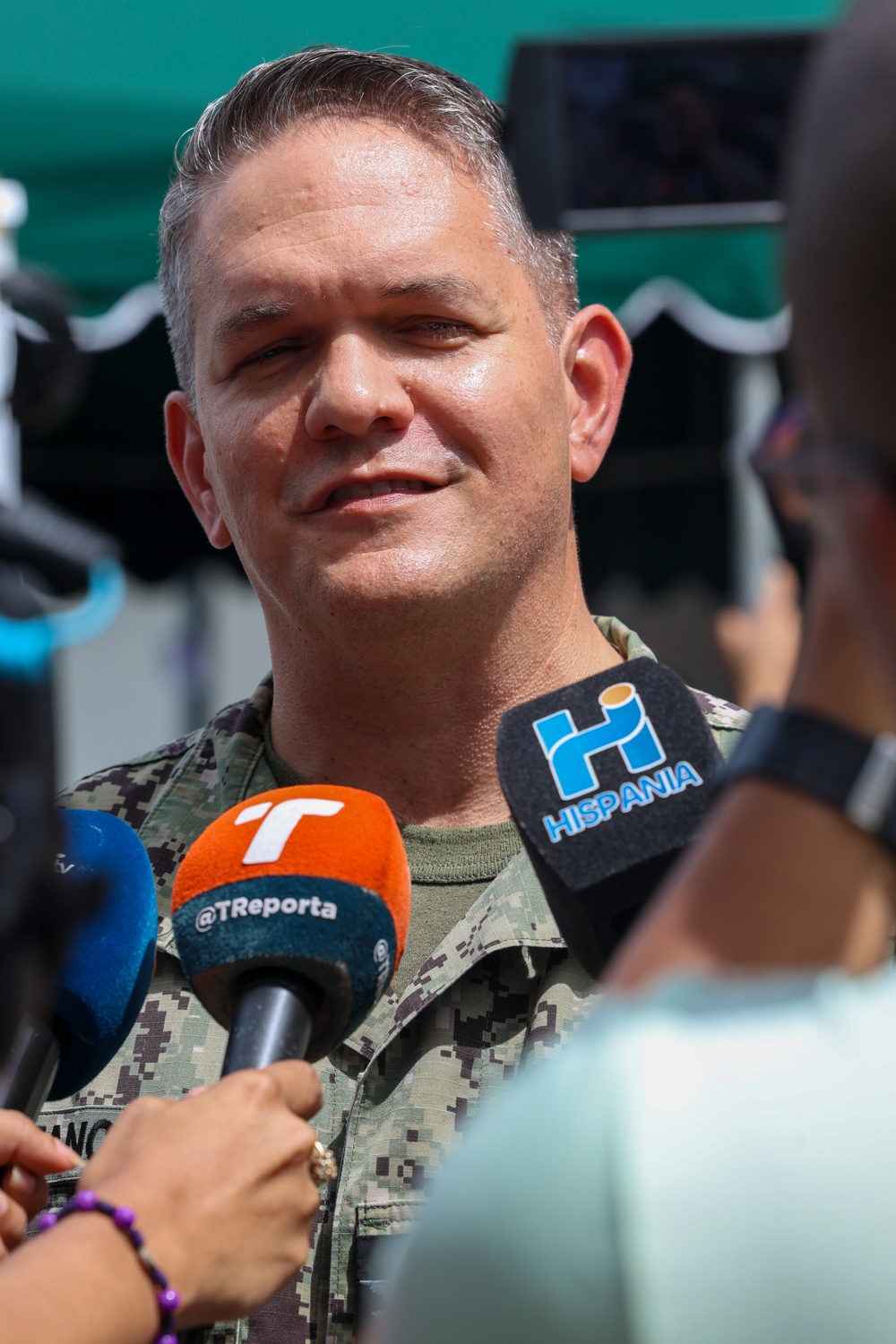Capt. Betancourt speaks with Media