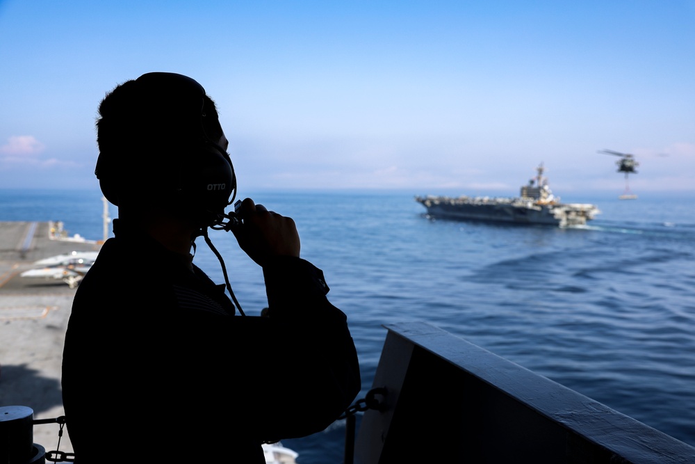 USS Gerald R. Ford (CVN 78) Conducts Vertical Replenishment