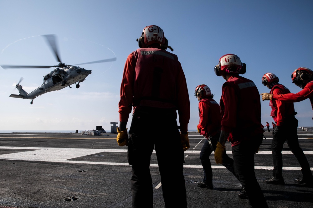USS Gerald R. Ford (CVN 78) Conducts Vertical Replenishment