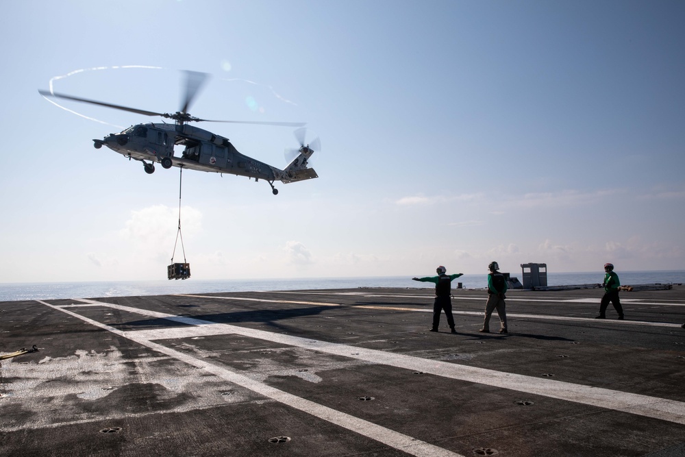 USS Gerald R. Ford (CVN 78) Conducts Vertical Replenishment