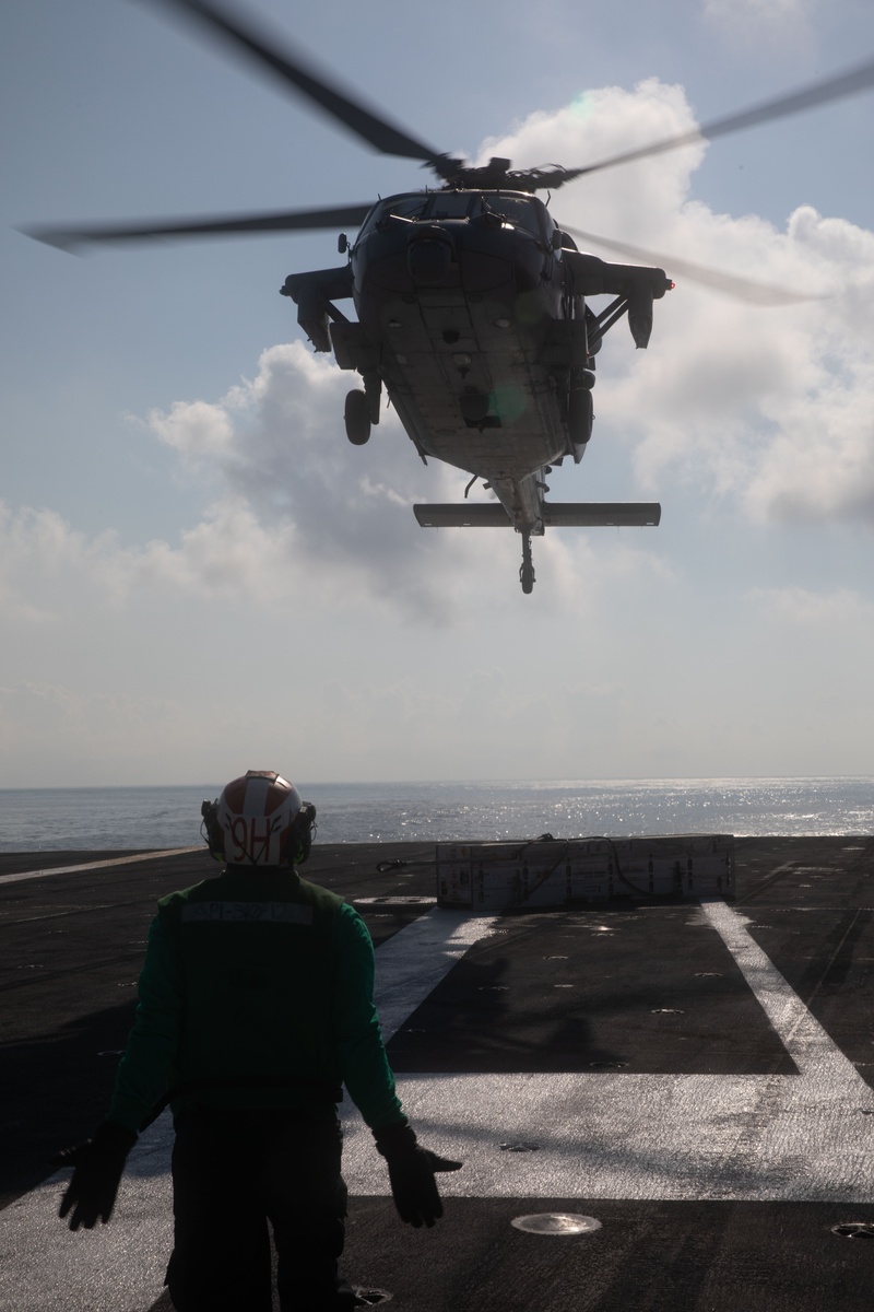 USS Gerald R. Ford (CVN 78) Conducts Vertical Replenishment