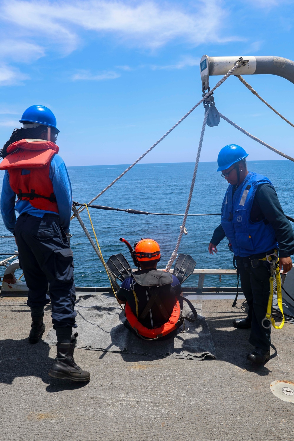 STGSN Nathan Antepara conduct final gear and safety checks