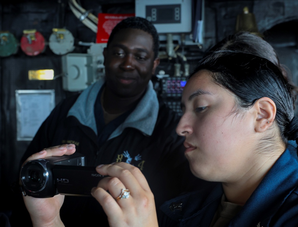 ISC Ameer Mcrae and IS2 Leslie Lopez review visual information (VI)