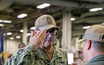 USS Tripoli’s Admin Officer and the G3 Divisional Officer are Piped Ashore