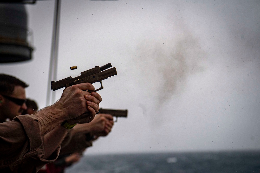 Nimitz Conducts Small Arms Gun Shoot
