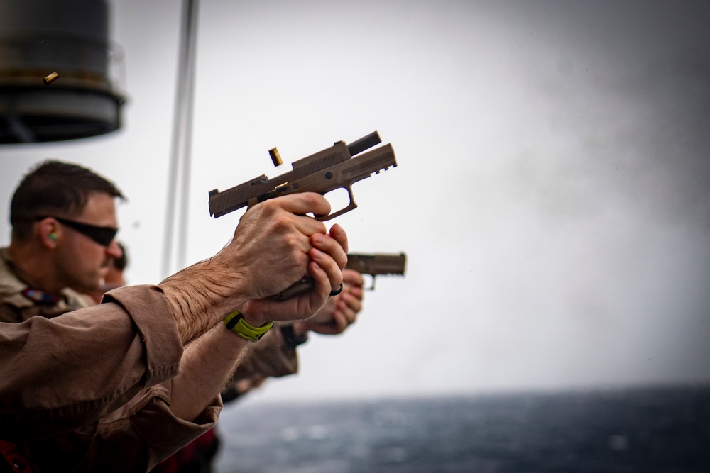 Nimitz Conducts Small Arms Gun Shoot
