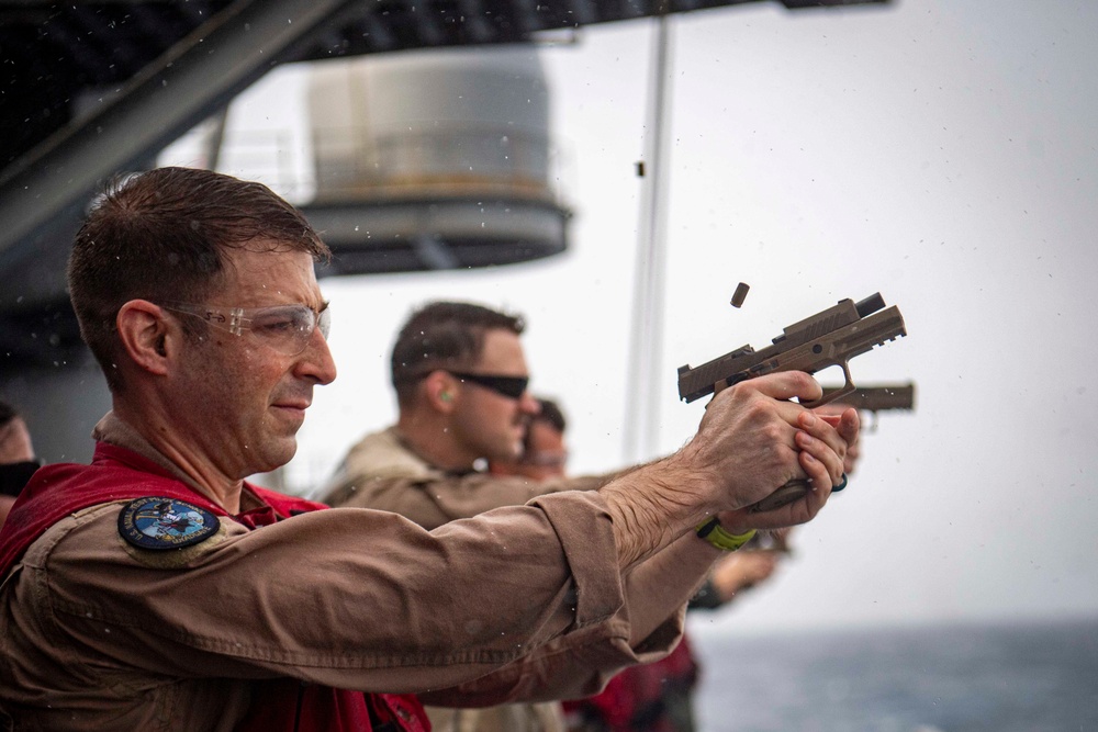 Nimitz Conducts Small Arms Gun Shoot