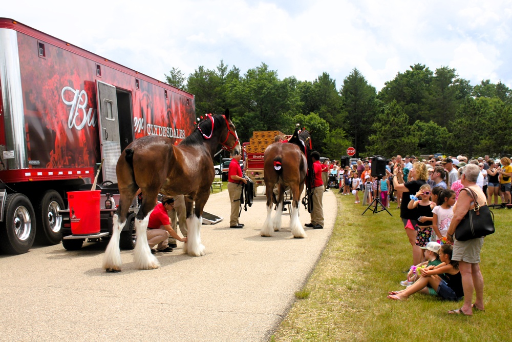 Hundreds attend Clydesdales visit to Fort McCoy; parade held at Pine View Campground