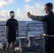 Sailors aboard the USS John Finn hold a security reaction force class in the Philippine Sea