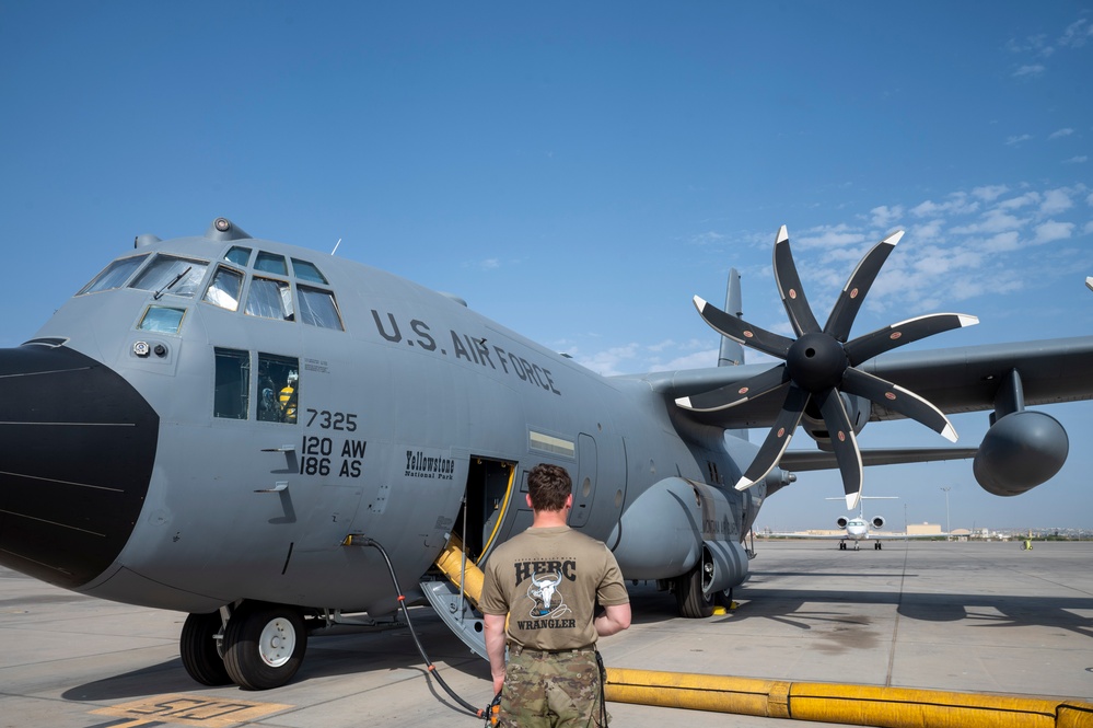120th Airlift Wing Airmen Support 75th Expeditionary Airlift Squadron C-130 Operations