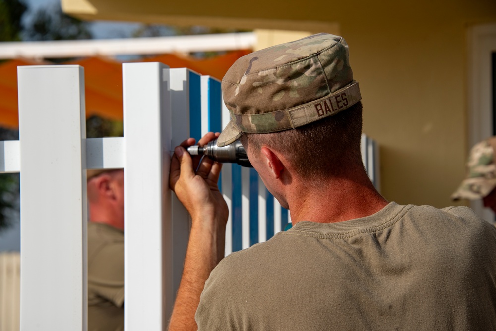 134th CES build fences for base housing at Morón Air Base