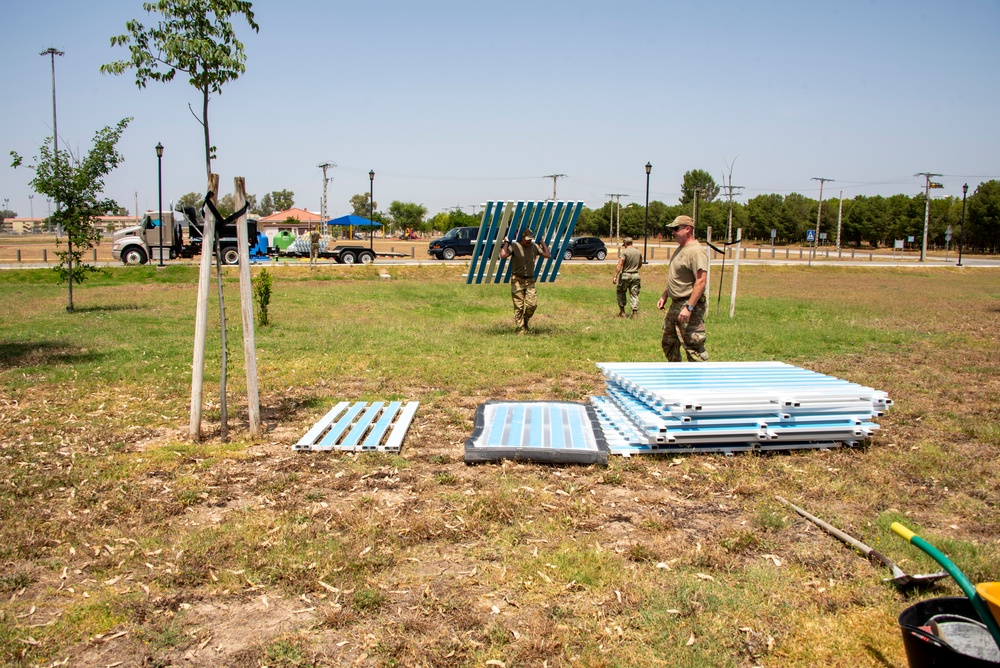 134th CES build fences for base housing at Morón Air Base