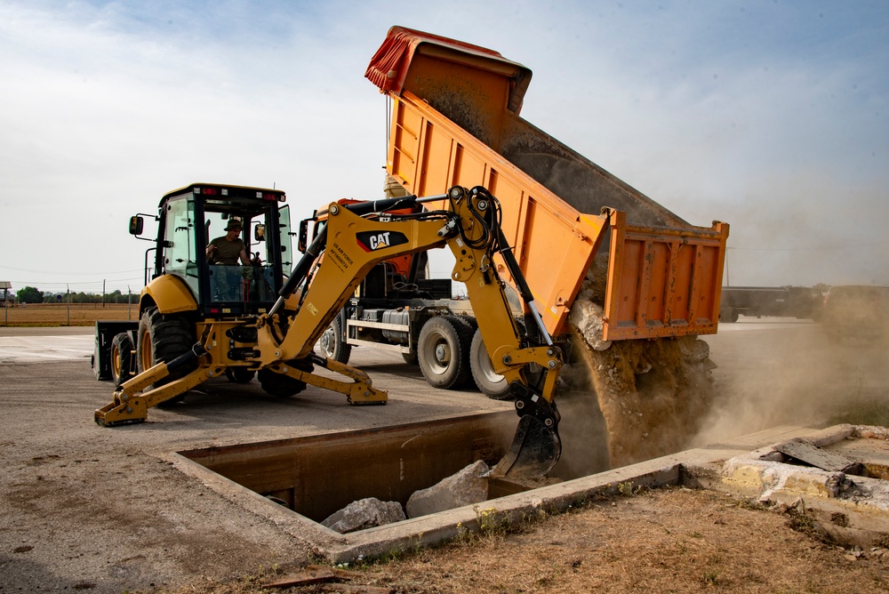 134th CES remove scale, lay concrete at Morón Air Base