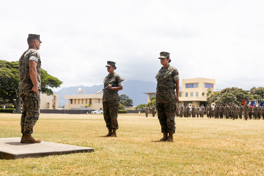 HQBN Sgt. Maj. Mayra Moreno Relinquishes Sword of Office at MCBH
