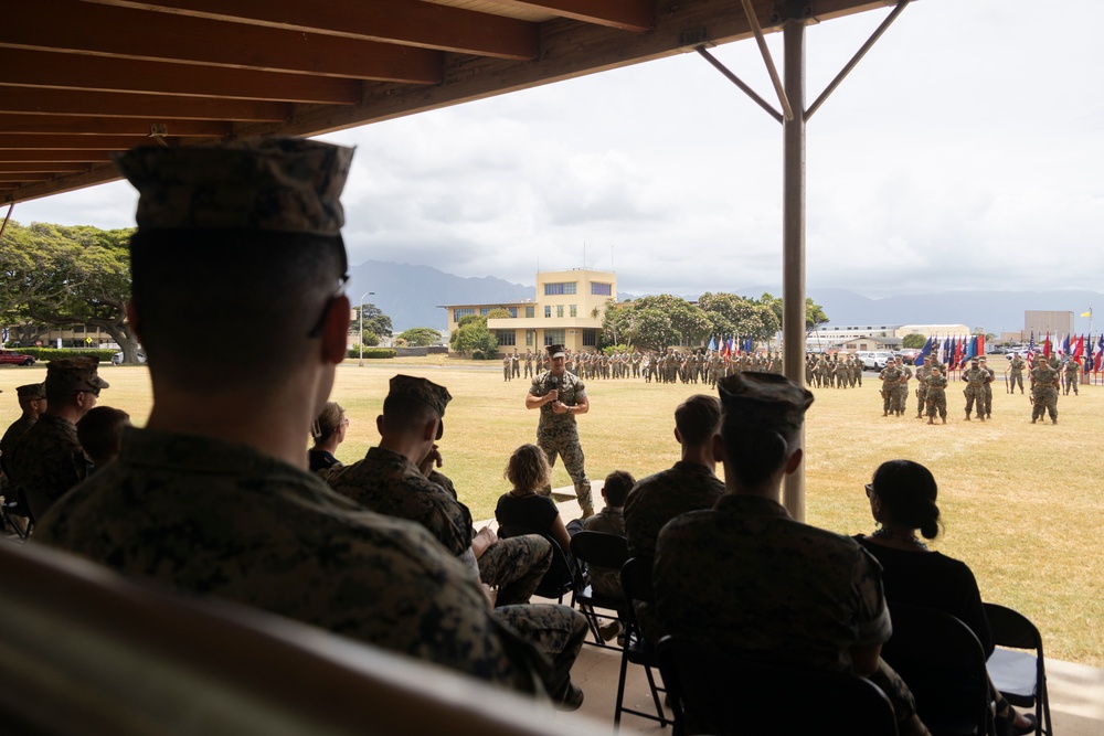 HQBN Sgt. Maj. Mayra Moreno Relinquishes Sword of Office at MCBH