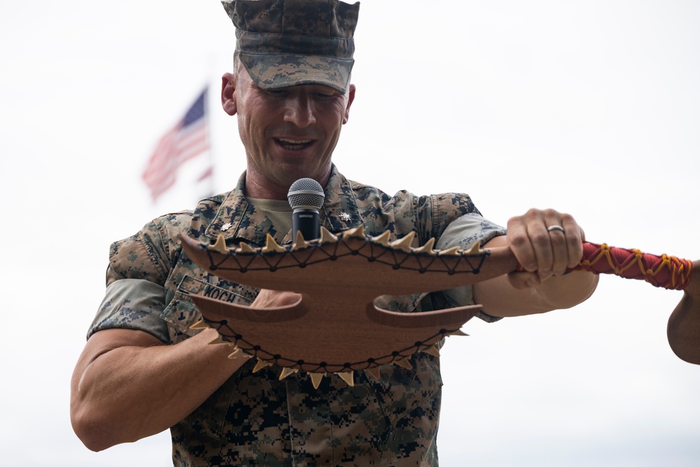 HQBN Sgt. Maj. Mayra Moreno Relinquishes Sword of Office at MCBH