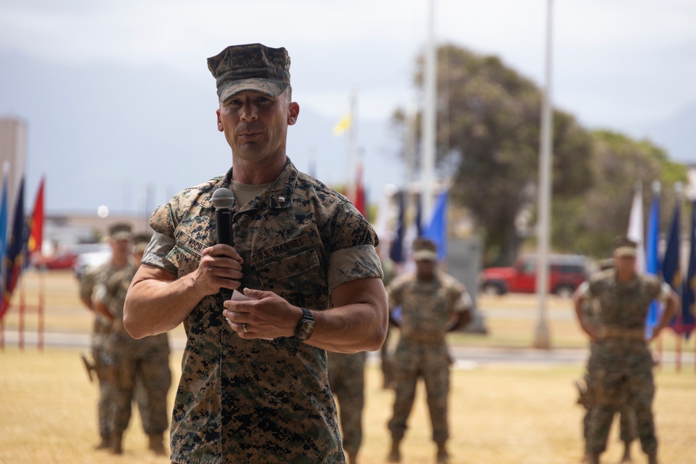 HQBN Sgt. Maj. Mayra Moreno Relinquishes Sword of Office at MCBH