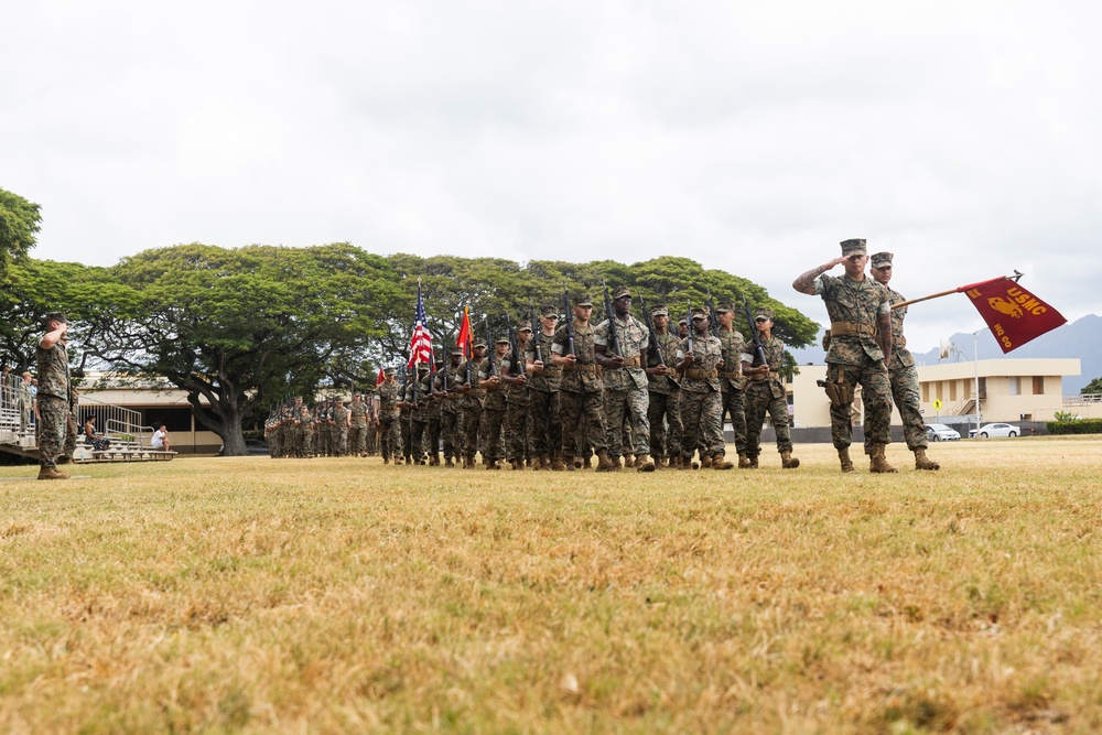 HQBN Sgt. Maj. Mayra Moreno Relinquishes Sword of Office at MCBH