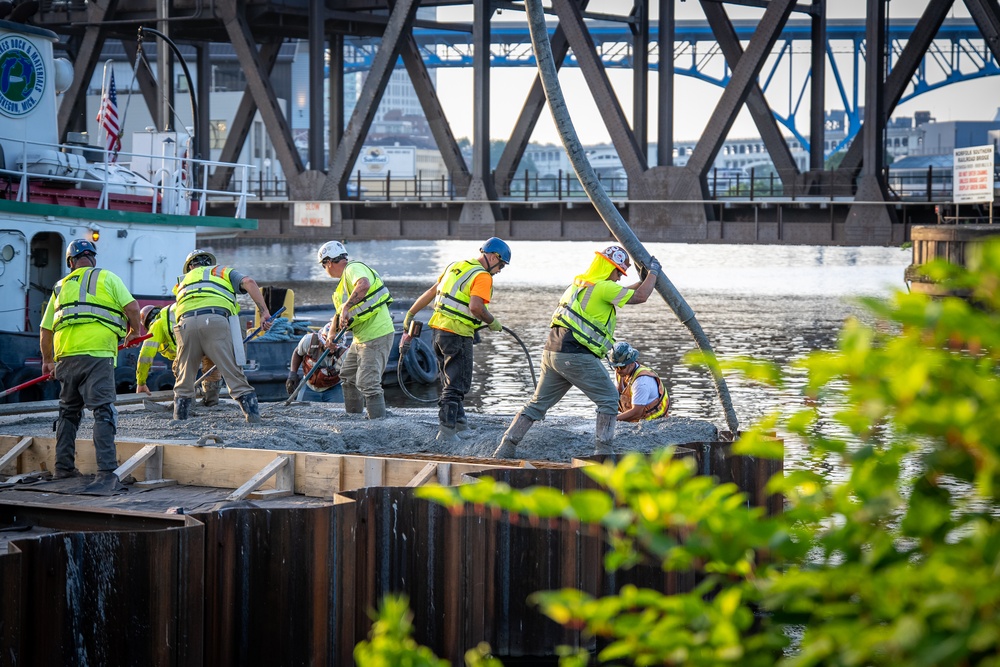 Concrete Pouring at Cleveland West Pier with the Buffalo District