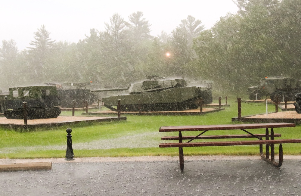 Rainy day at Fort McCoy's historic Commemorative Area