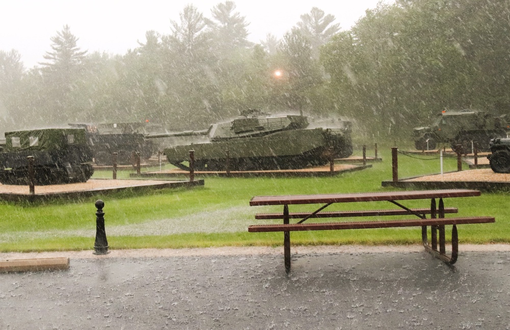 Rainy day at Fort McCoy's historic Commemorative Area