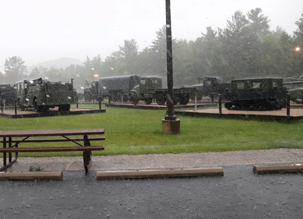 Rainy day at Fort McCoy's historic Commemorative Area