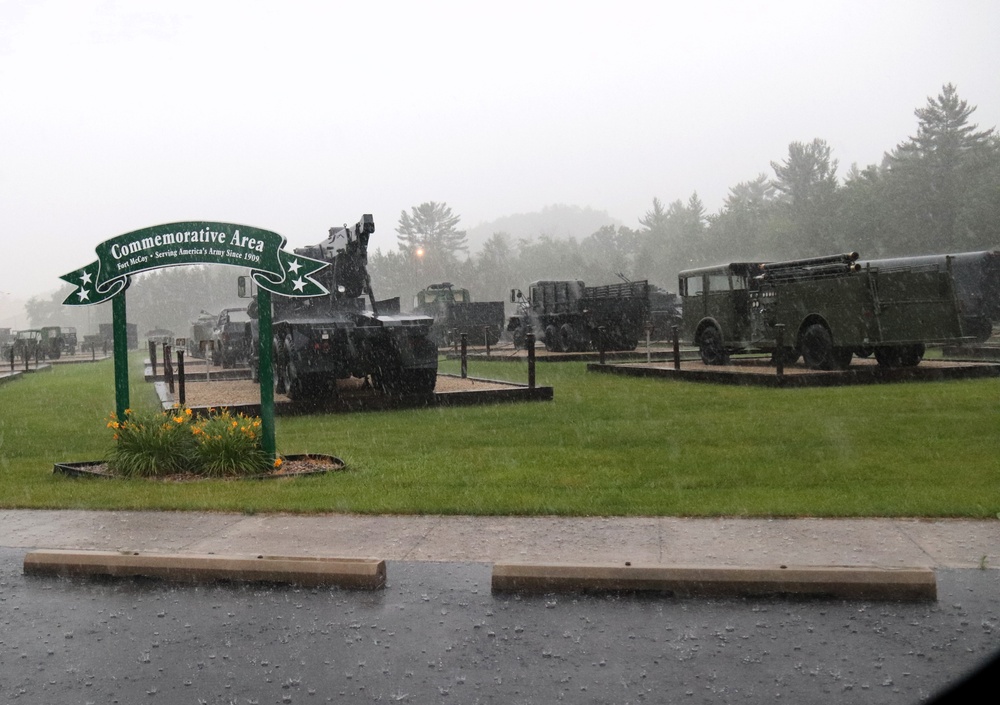 Rainy day at Fort McCoy's historic Commemorative Area