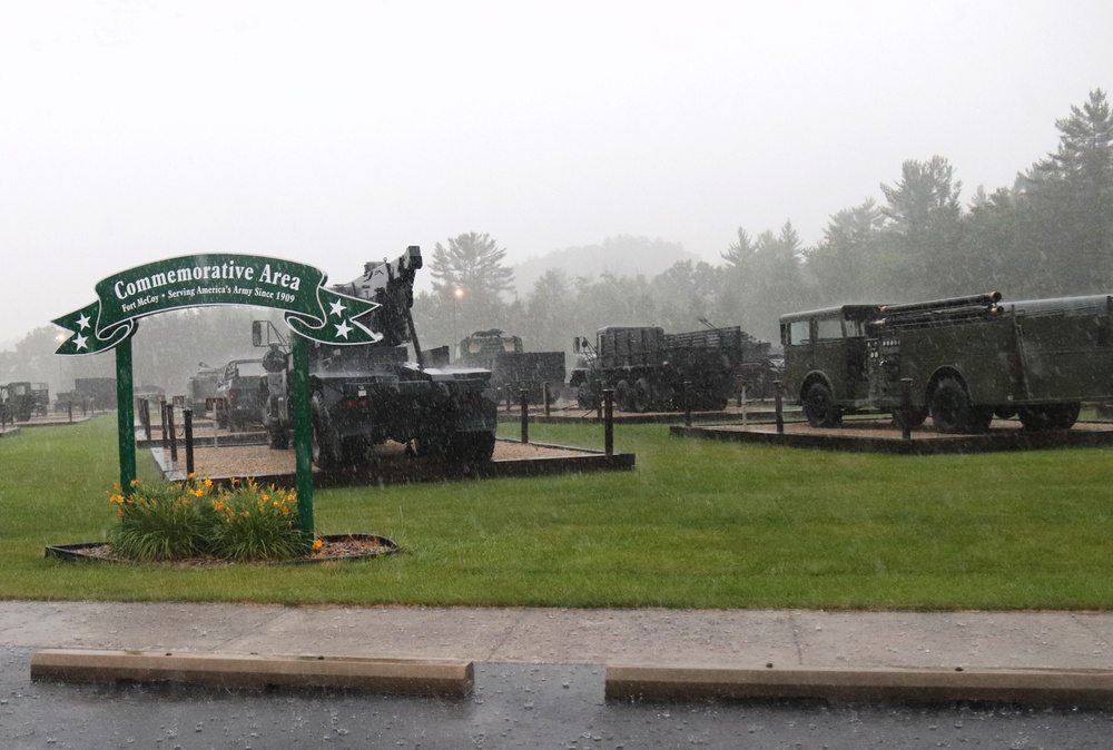 Rainy day at Fort McCoy's historic Commemorative Area