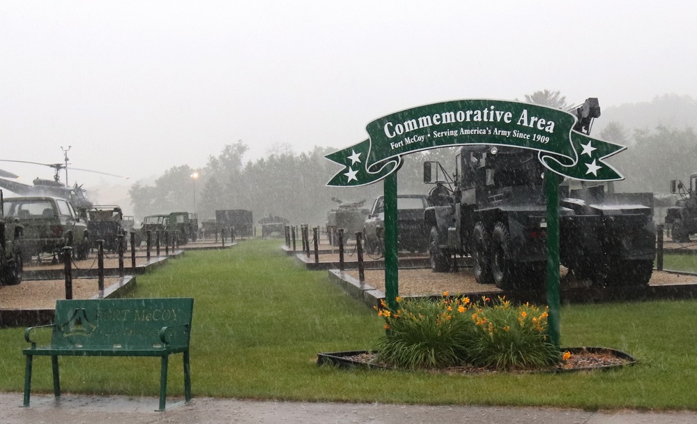 Rainy day at Fort McCoy's historic Commemorative Area