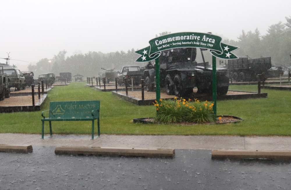 Rainy day at Fort McCoy's historic Commemorative Area