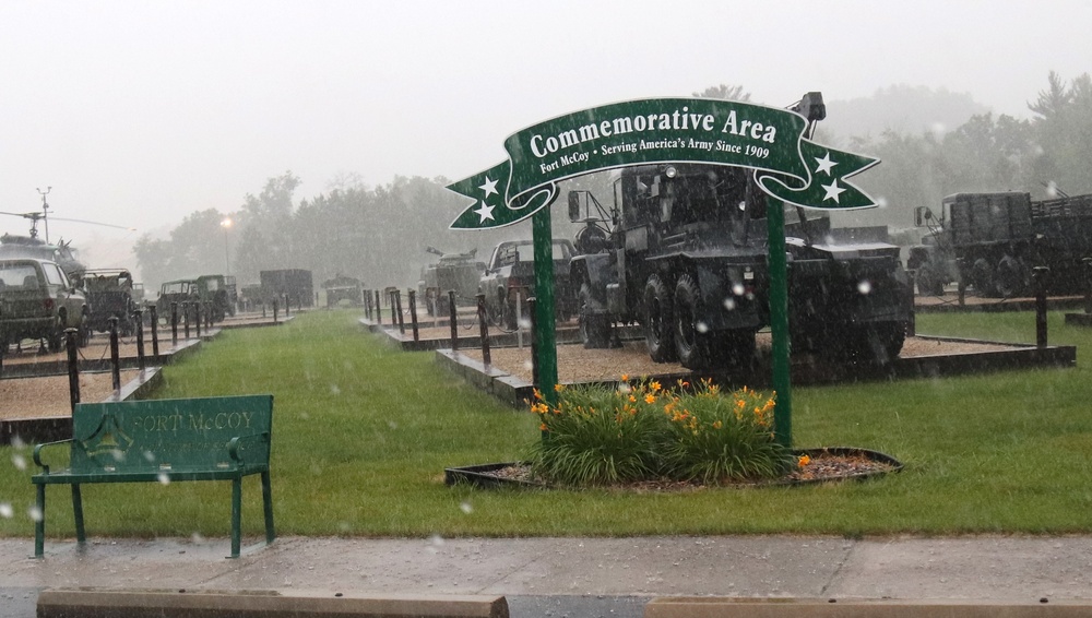 Rainy day at Fort McCoy's historic Commemorative Area