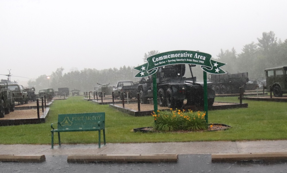 Rainy day at Fort McCoy's historic Commemorative Area