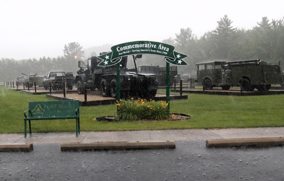 Rainy day at Fort McCoy's historic Commemorative Area