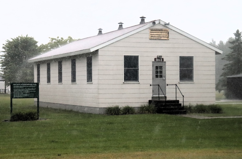Rainy day at Fort McCoy's historic Commemorative Area