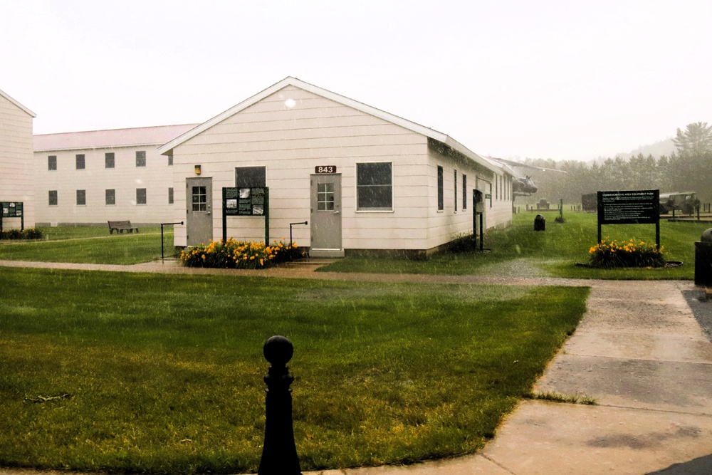 Rainy day at Fort McCoy's historic Commemorative Area