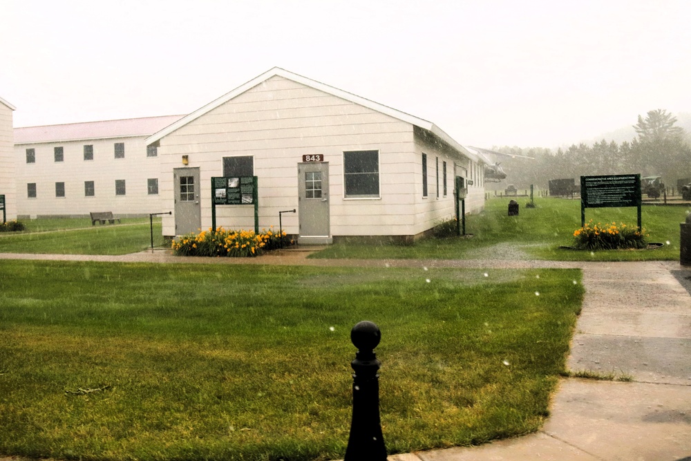 Rainy day at Fort McCoy's historic Commemorative Area