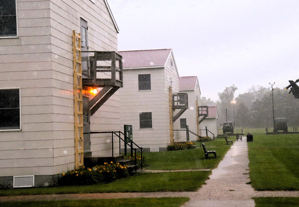 Rainy day at Fort McCoy's historic Commemorative Area