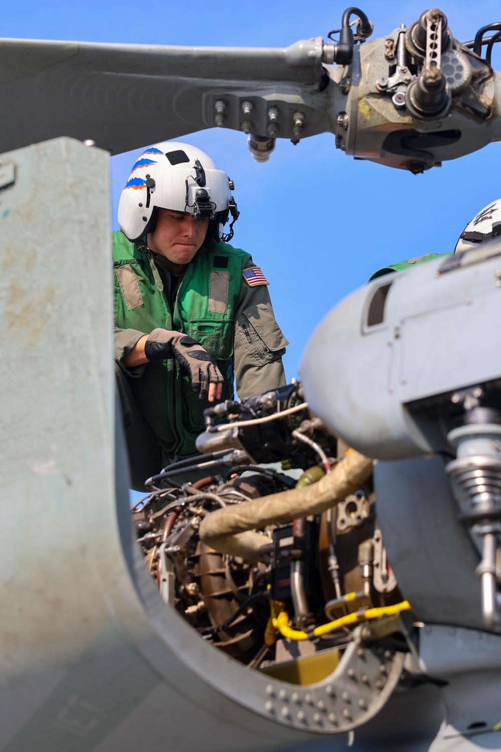 Lt. Albert Femmer conducts pre-flight checks during COMPTUEX