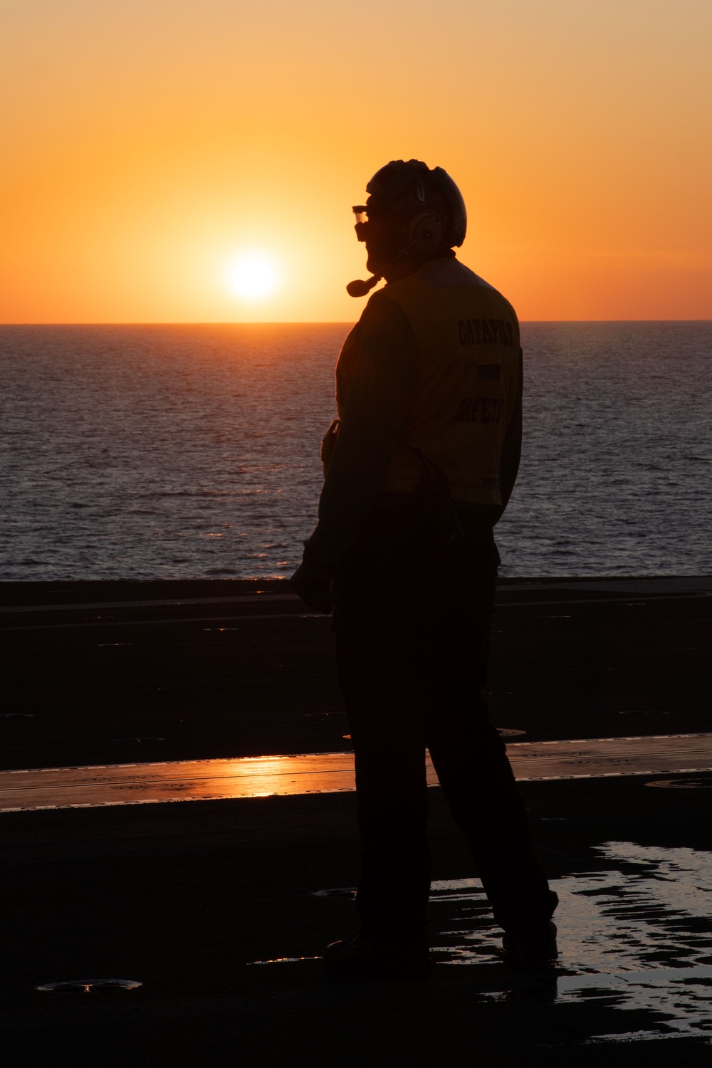 George Washington Conducts Flight Operations at Sunset