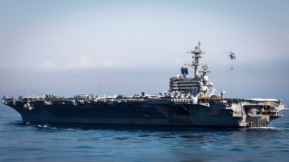 USS Gerald R. Ford (CVN 78) Conducts Munitions Transfer with USS George H. W. Bush (CVN 77)