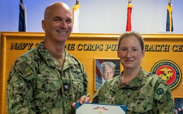 Navy and Marine Corps Force Health Protection Command (NMCFHPC) hosts an award ceremony for Cmdr. Jenifer Scancella and Mr. Alan Philippi