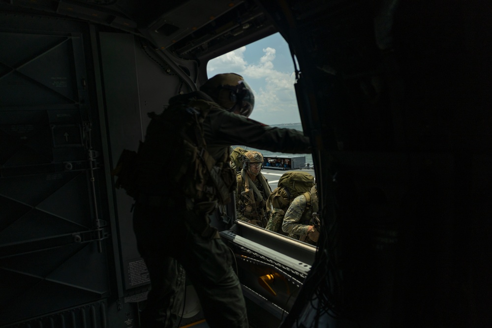 U.S. Marines with VMM-266 conduct assault support operations with Royal Netherlands Marines