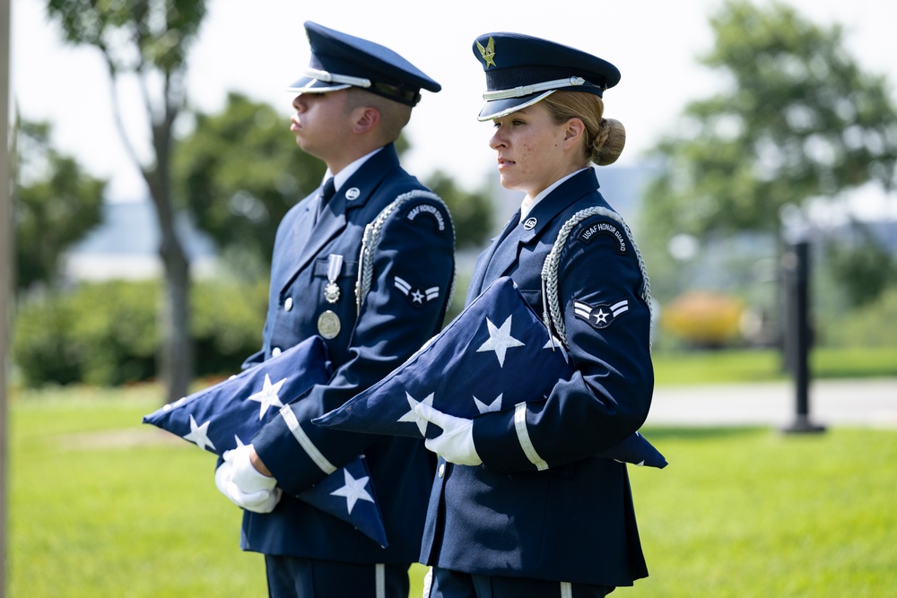 Full Military Funeral Honors with Escort are Conducted for U.S. Air Force Lt. Col. Donald Downing in Section 75