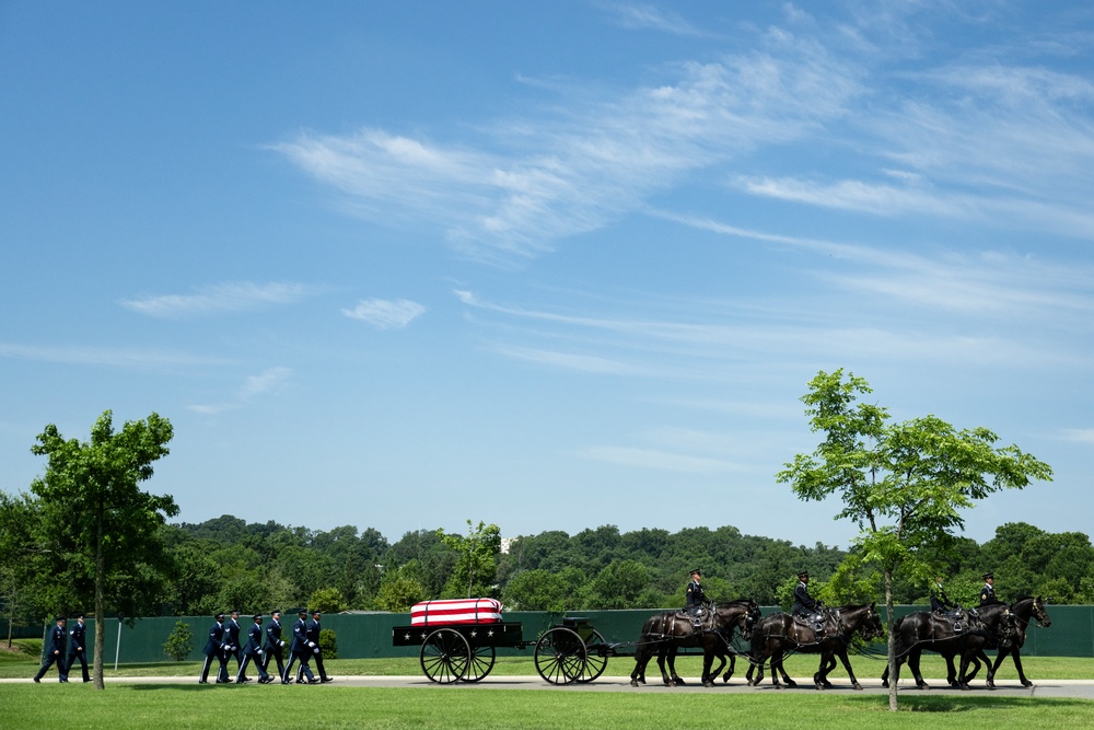 Full Military Funeral Honors with Escort are Conducted for U.S. Air Force Lt. Col. Donald Downing in Section 75