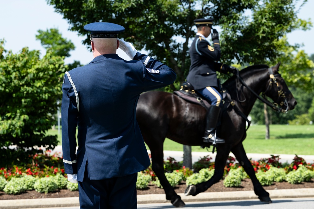 Full Military Funeral Honors with Escort are Conducted for U.S. Air Force Lt. Col. Donald Downing in Section 75