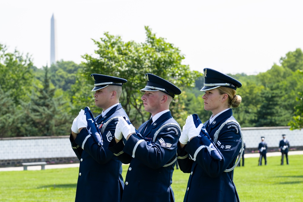 Full Military Funeral Honors with Escort are Conducted for U.S. Air Force Lt. Col. Donald Downing in Section 75