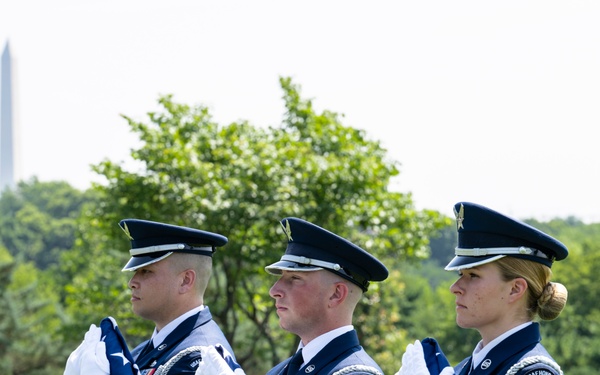 Full Military Funeral Honors with Escort are Conducted for U.S. Air Force Lt. Col. Donald Downing in Section 75