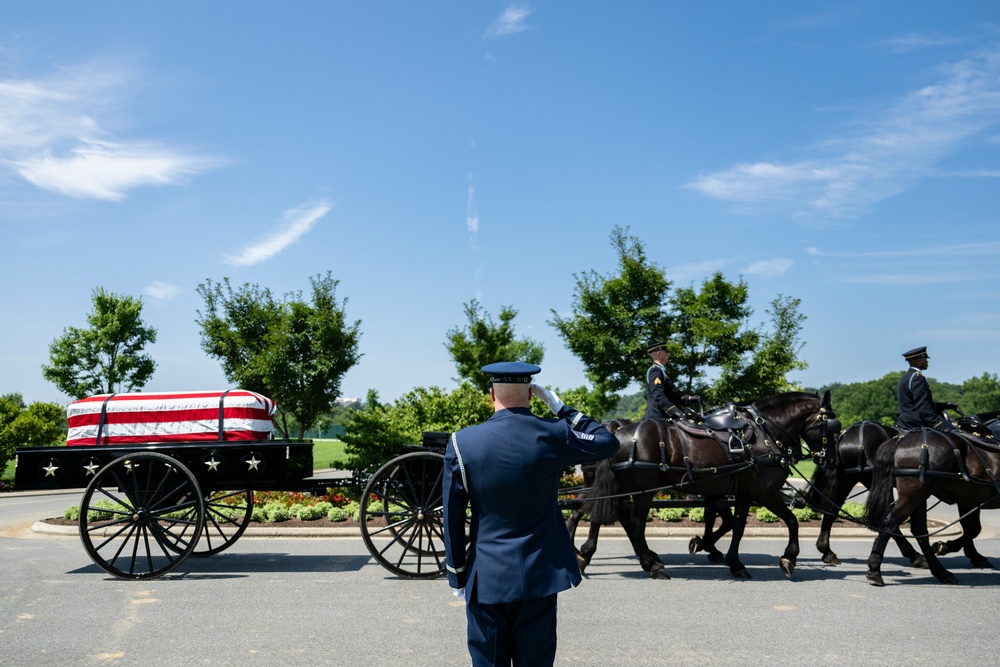 Full Military Funeral Honors with Escort are Conducted for U.S. Air Force Lt. Col. Donald Downing in Section 75
