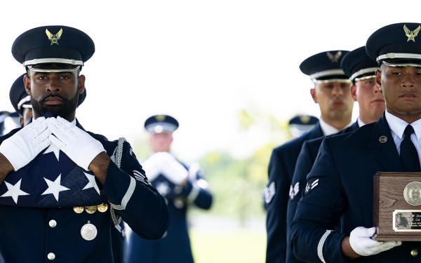 Full Military Funeral Honors with Escort are Conducted for U.S. Air Force Lt. Col. Donald Downing in Section 75